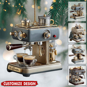 Personalized Coffee Machine Ornament- Gift For Coffee Lovers