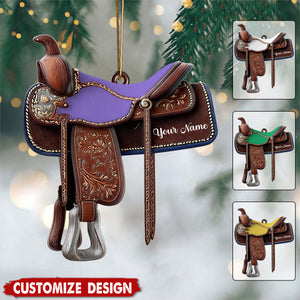 Personalized Western Horse Saddle Ornament -  Gift for Riders Cowboy Cowgirl