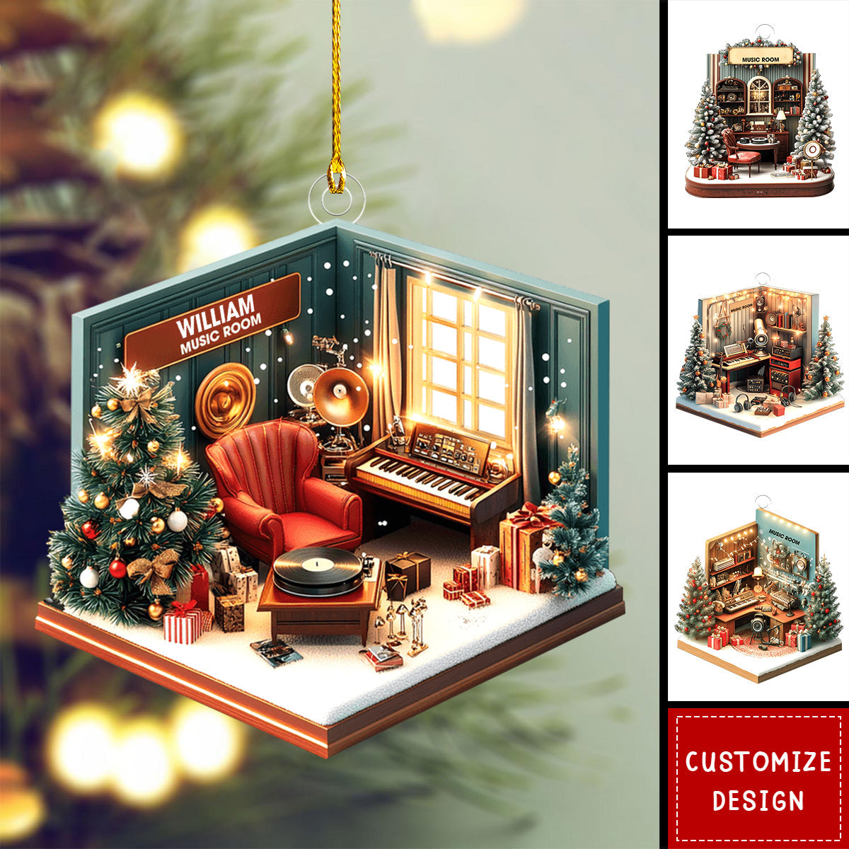 Personalized Music Room Christmas Ornament Gift For Musician-2024 New Release