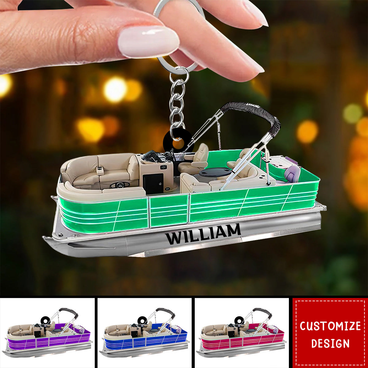 Pontoon Key Chain Personalized Pontoon Boat Acrylic Keychain - 2024 New Release - OKBANDS