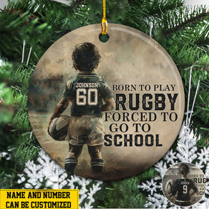 Born To Play Rugby Personalized Rugby Boy/Girl Christmas Ceramic Ornament-Gift For Softball Lovers