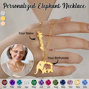 Personalized Elephant Necklace-Gift for Her