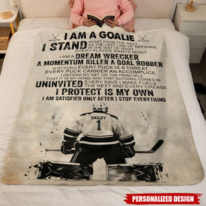 Personalized Hockey Goalie Blanket-Gift For Hockey Goalie Lovers
