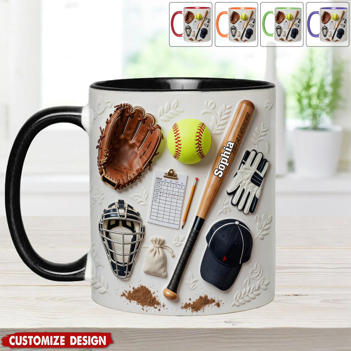 Love Softball - Personalized Softball Accent Mug