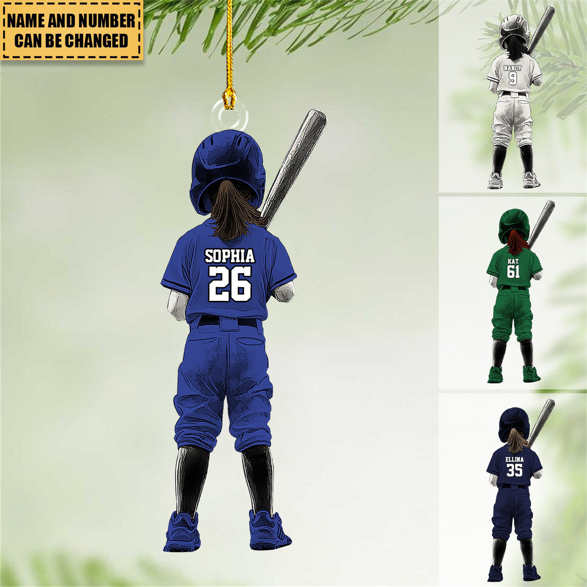 Personalized Girl Softball/Baseball Ornament - Gift For Softball Lovers - 2024 New Release
