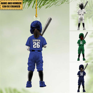 Personalized Girl Softball/Baseball Ornament - Gift For Softball Lovers - 2024 New Release