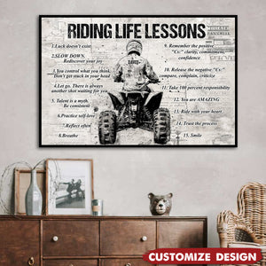Personalized 4 Wheeler Riding Life Lessons Cool Quotes Poster - Gift For Biker