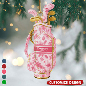 Golf Bag Toile de Jouy Custom Shape Acrylic Ornament - Personalized Gift For Golf Lovers