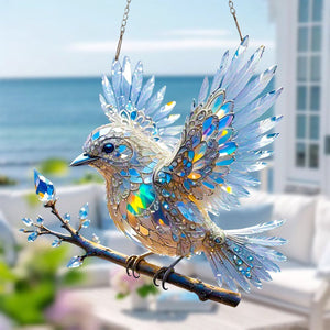 Crystal Sky Bluebird Window Hanging Ornament - Gift for Bird Lover