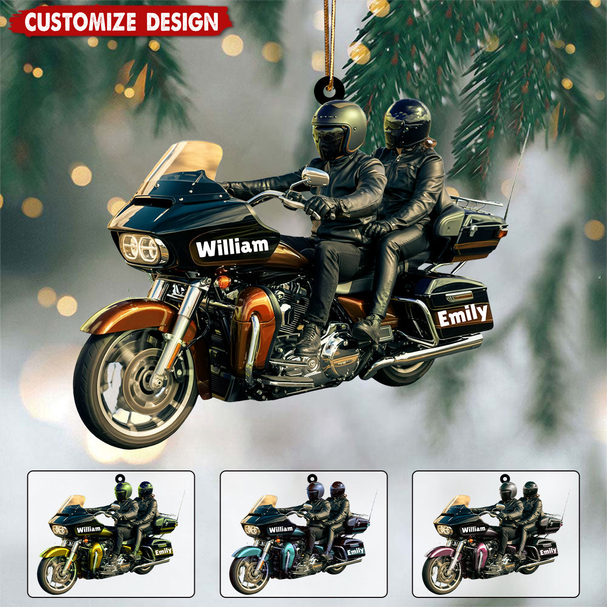 Personalized Motorcycle Christmas Ornament, Custom Biker Name Ornament - Gift for Biker Lover
