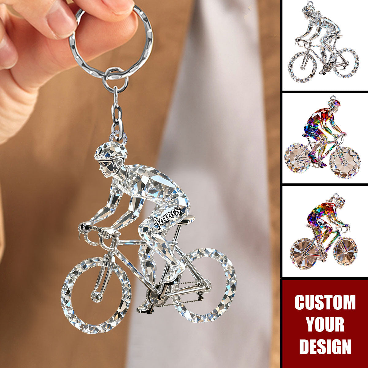 Personalized Bicycle Crystal Keychain - Gift for Cycling Enthusiast And Cyclist