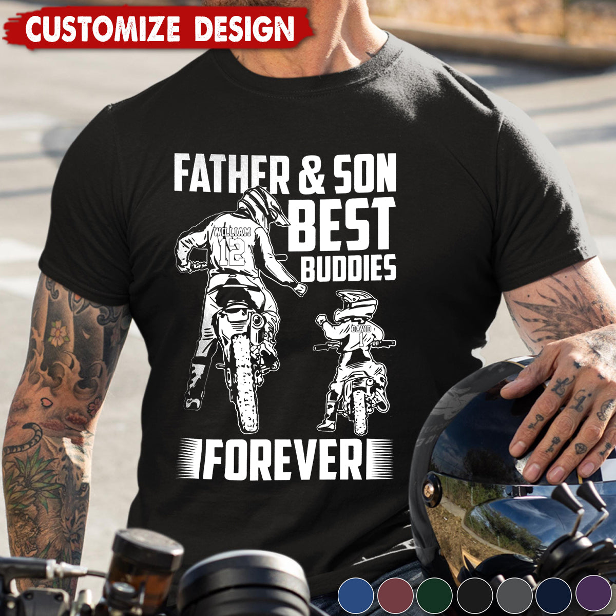Father and Son Best Motocross Buddies Shirt - Birthday Fathers Day Biker Gift