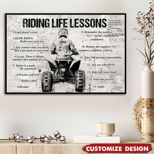 Personalized 4 Wheeler Riding Life Lessons Cool Quotes Poster - Gift For Biker