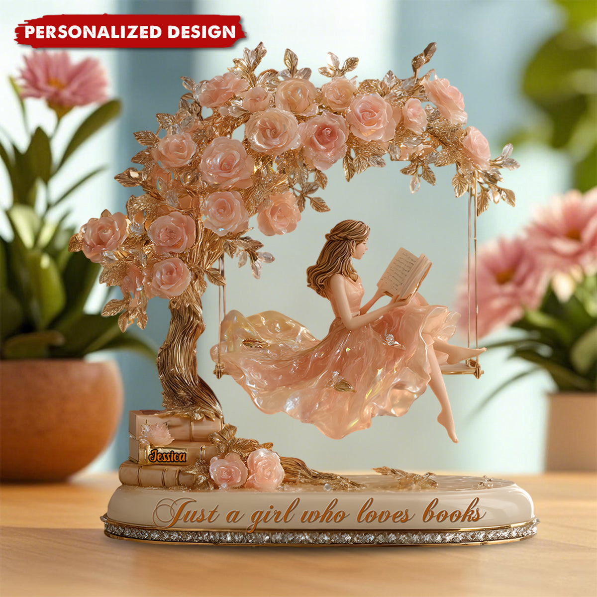 Just A Girl Who Loves Books-Personalized Book Shaped Acrylic Plaque