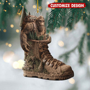 Personalized Hiking Boot Forest Ornament