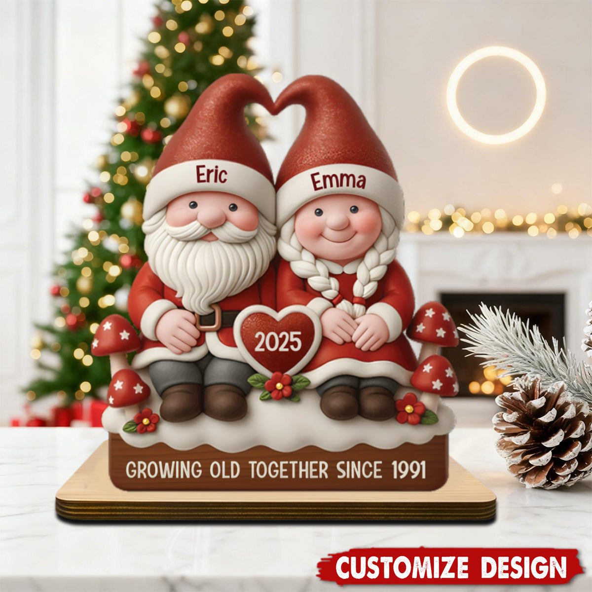Personalised Wooden Cuople Xmas Plaque - Gift For Couple