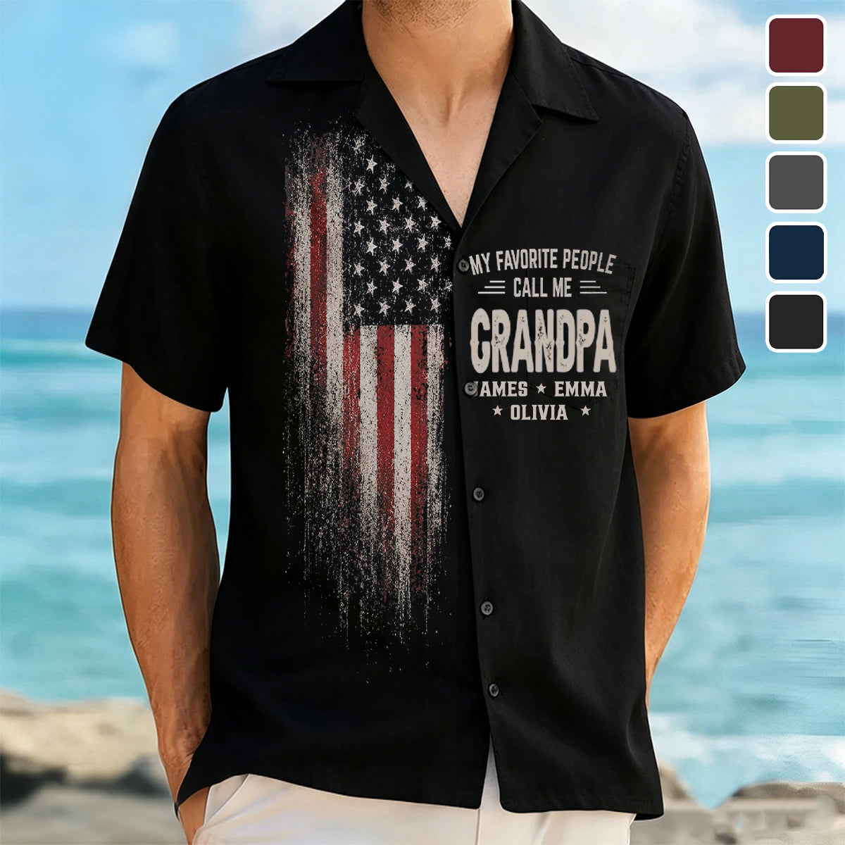 Personalized USA 250th Hawaiian Shirt-Gift For Dad & Grandpa