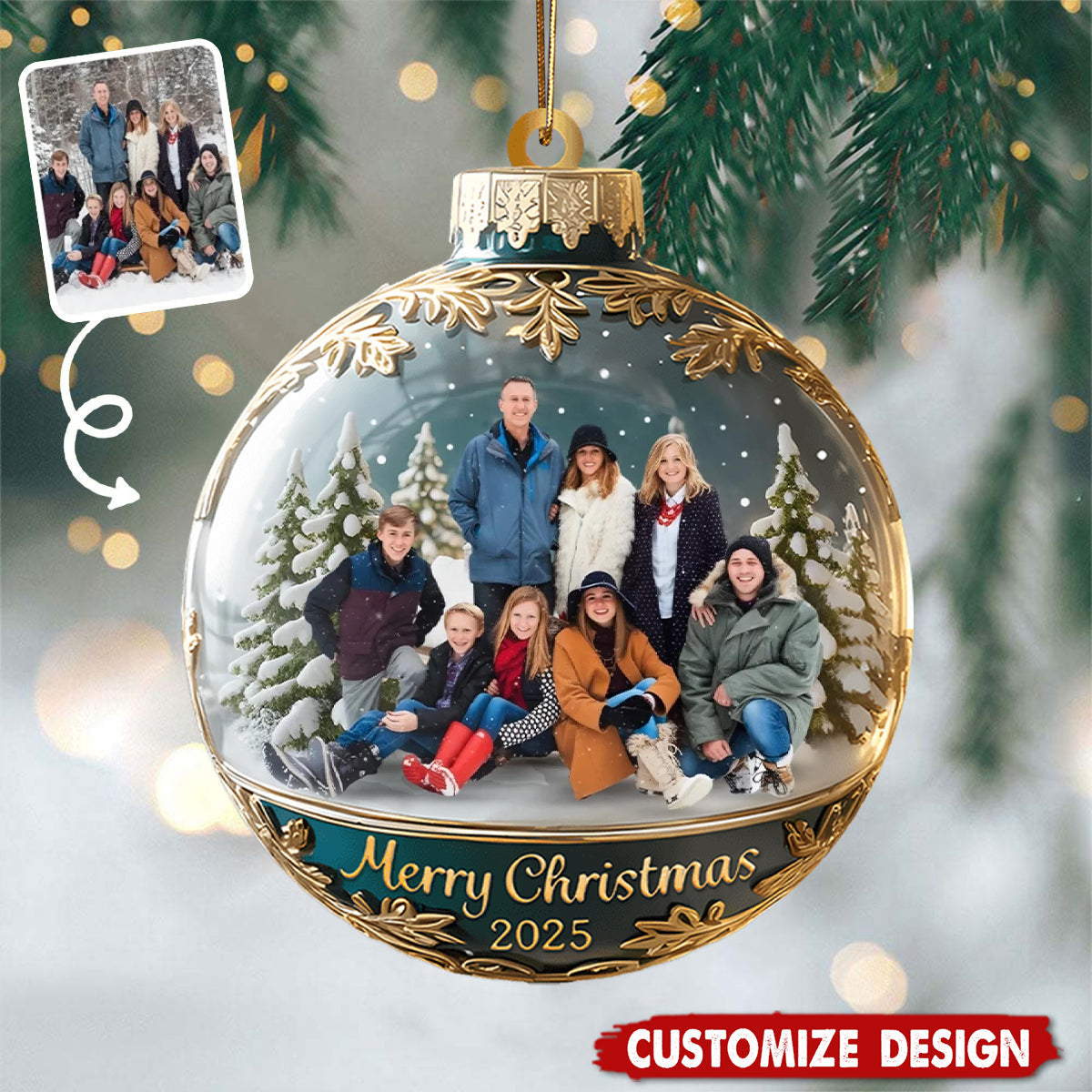 Custom Family Photo Ornament, Personalized Family Photo Keepsake 2025, Large Family Christmas Keepsake Gifts
