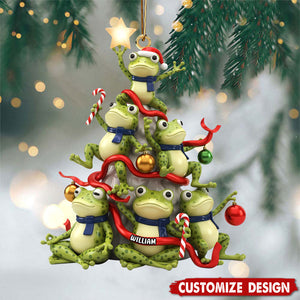 Personalized Frog Shaped Christmas Ornament - Gift For Frog Lover