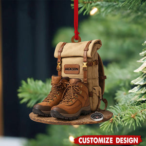 Personalized Hiking 2D Flat Acrylic Ornament, Custom Hiking Lovers Christmas Ornament, Unique Camping Lover Gift, Xmas Gift For Hiking Club