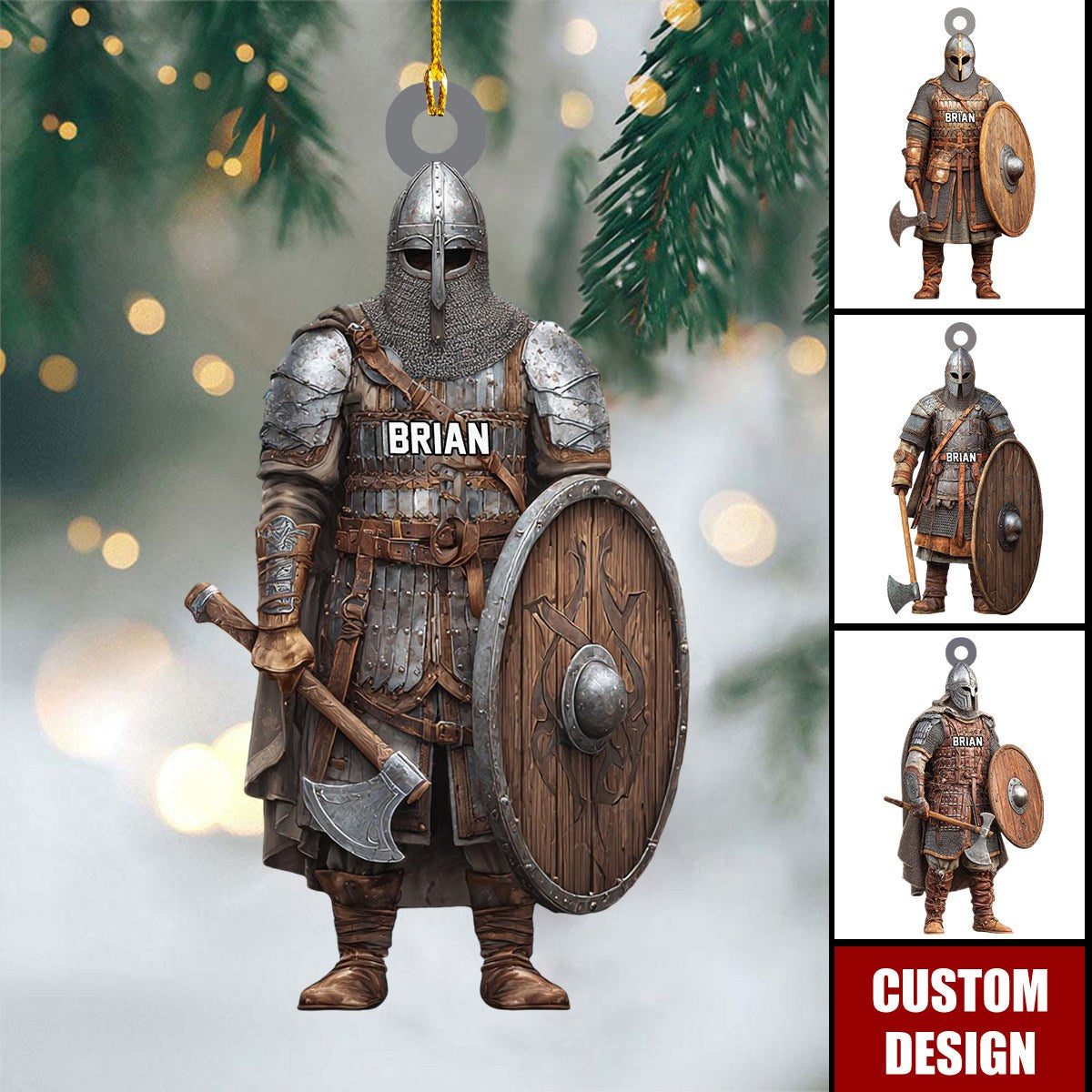 Personalized Viking Armor Warrior Christmas Ornament-Gift For Viking Lovers
