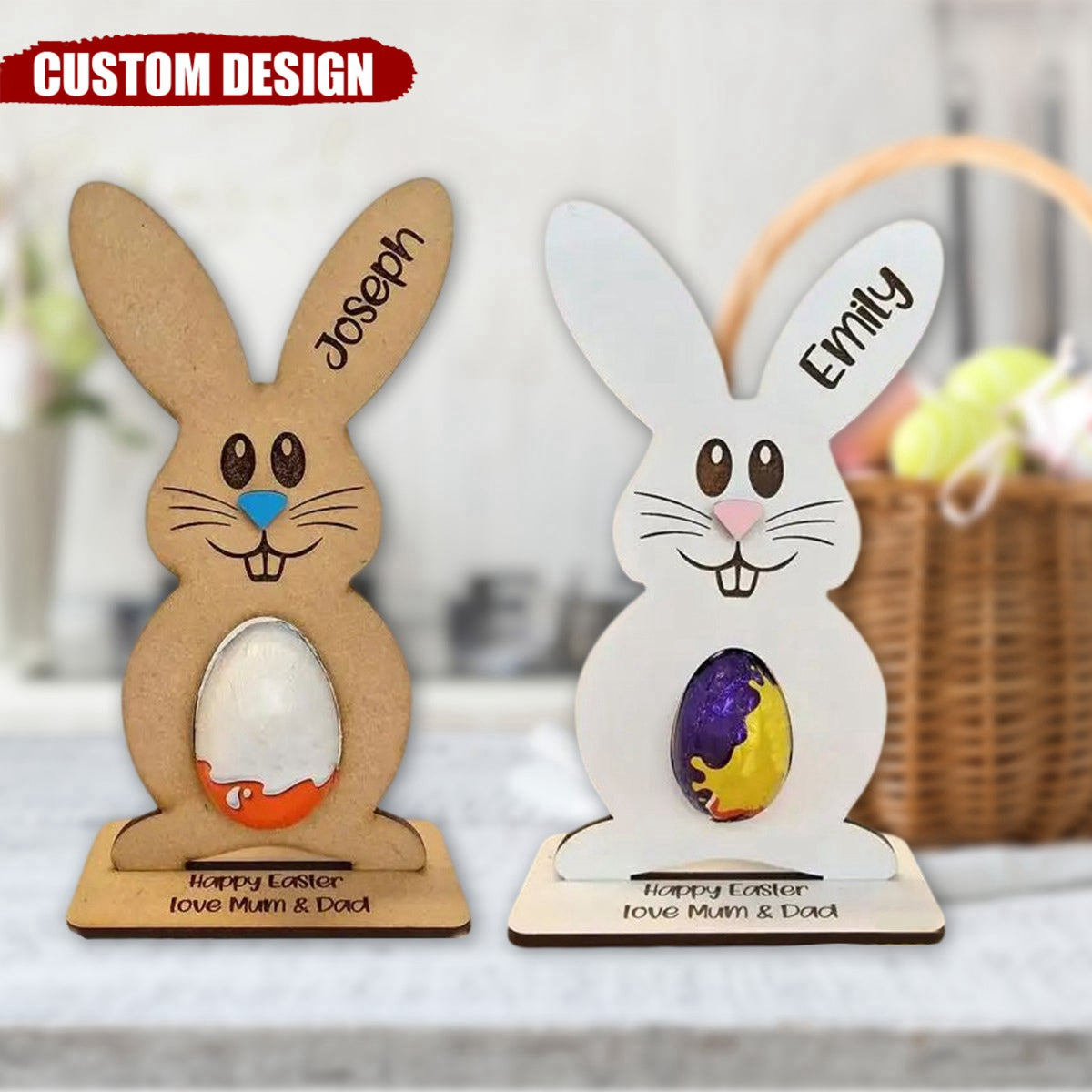 Personalized Bunny Easter Creme Egg Holder, Gifts For Kids