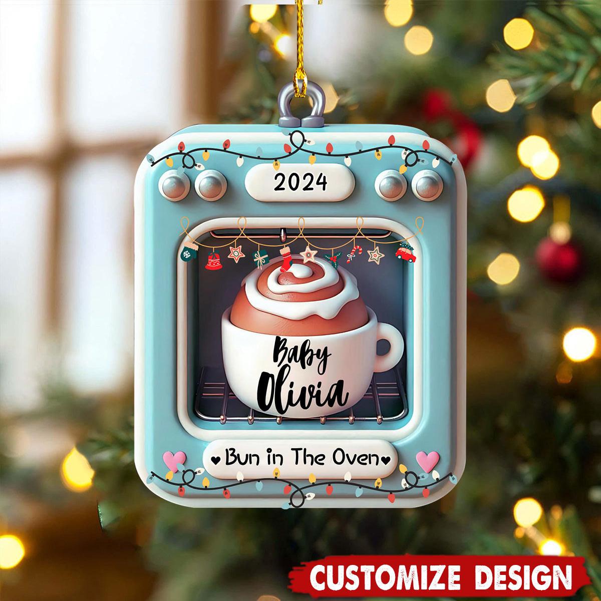 Bun in The Oven-Personalized Pregnancy Christmas Ornament-2024 New Release