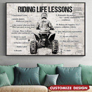 Personalized 4 Wheeler Riding Life Lessons Cool Quotes Poster - Gift For Biker