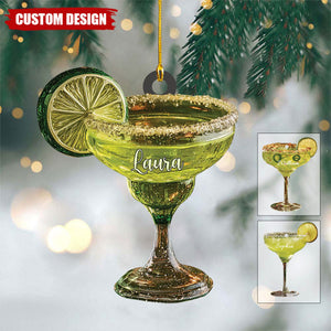 Personalized Margarita Cocktail Acrylic Christmas Ornament,  Bar Drink Gift