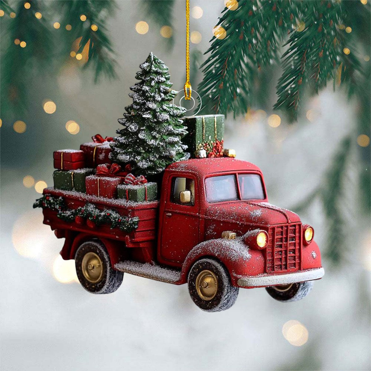 Red Vintage Truck Christmas Ornament