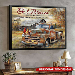 Vintage Truck And Cardinals-Personalized Poster-Gift for Couples