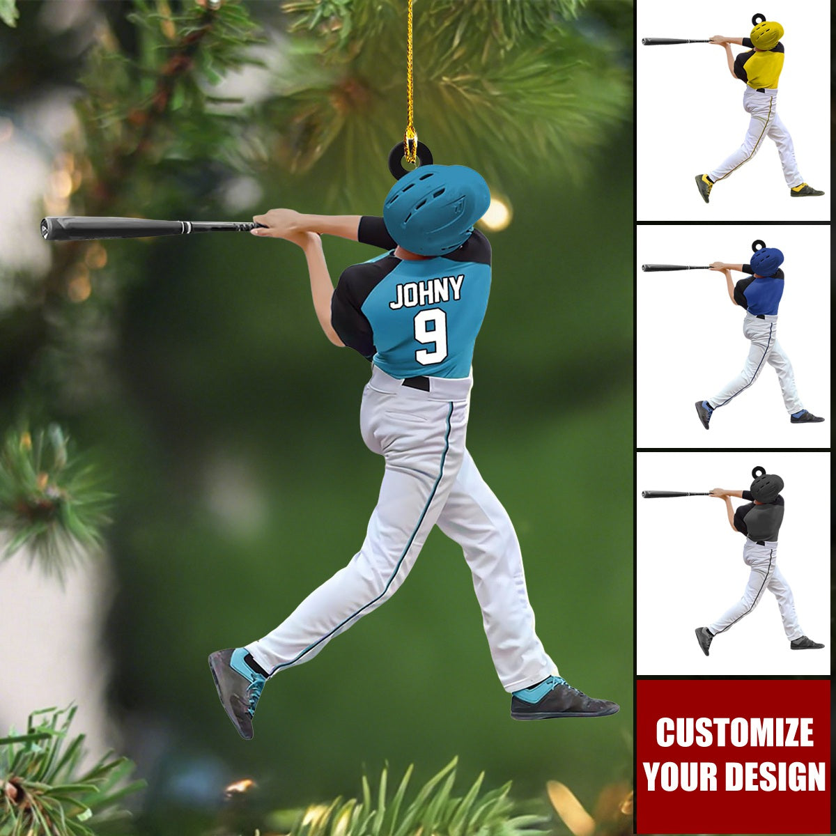 Personalized Custom Baseball Ornaments for Boy - Baseball Player & Catcher Gifts