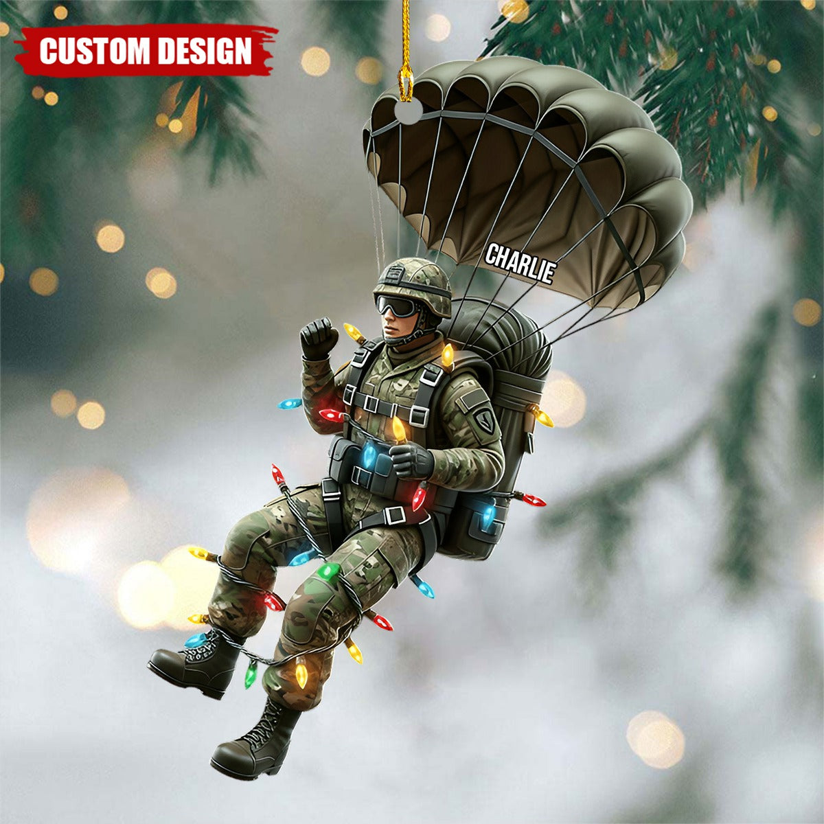 Military Parachutist - Personalized Veteran Ornament
