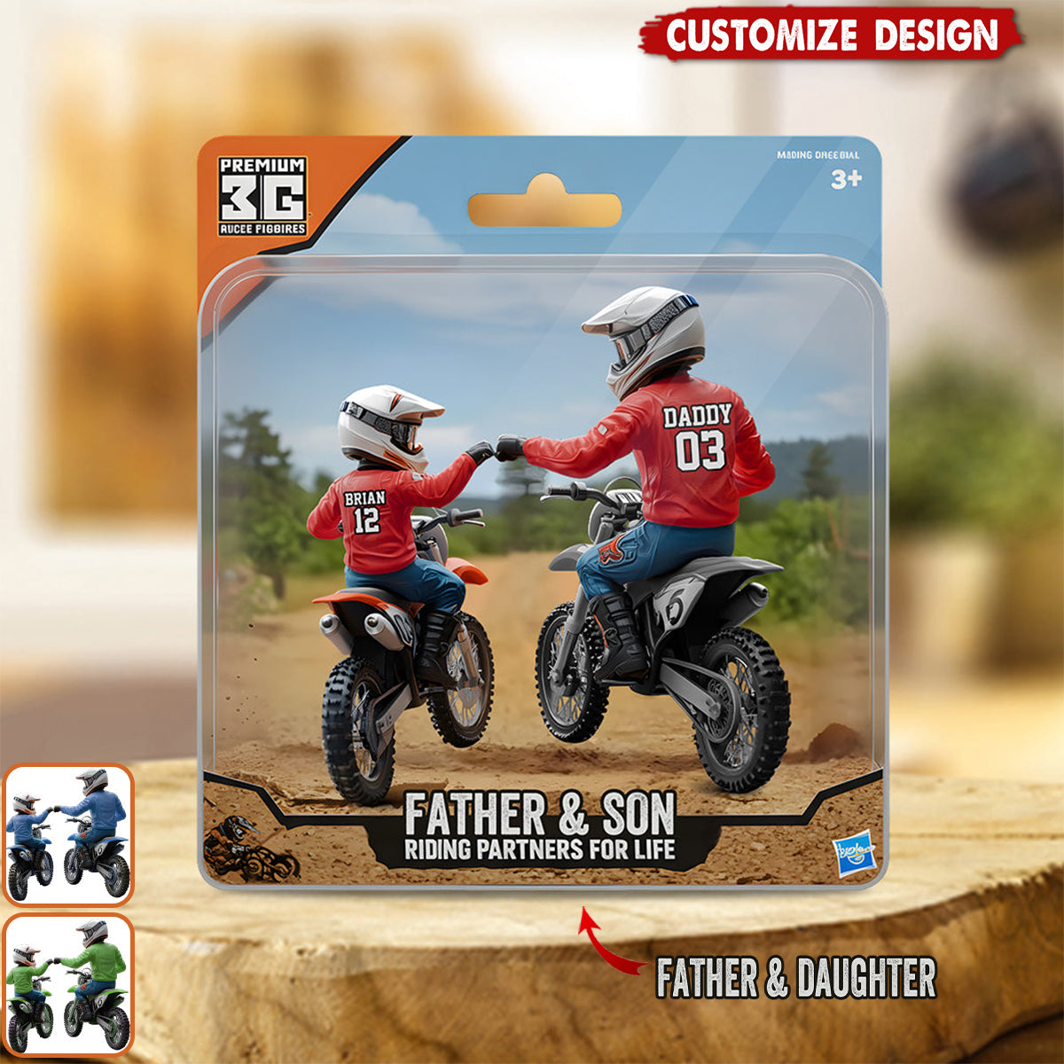 Dirt Bike Dad And Kid - Personalized Dirt Bike Shaped Acrylic Plaque