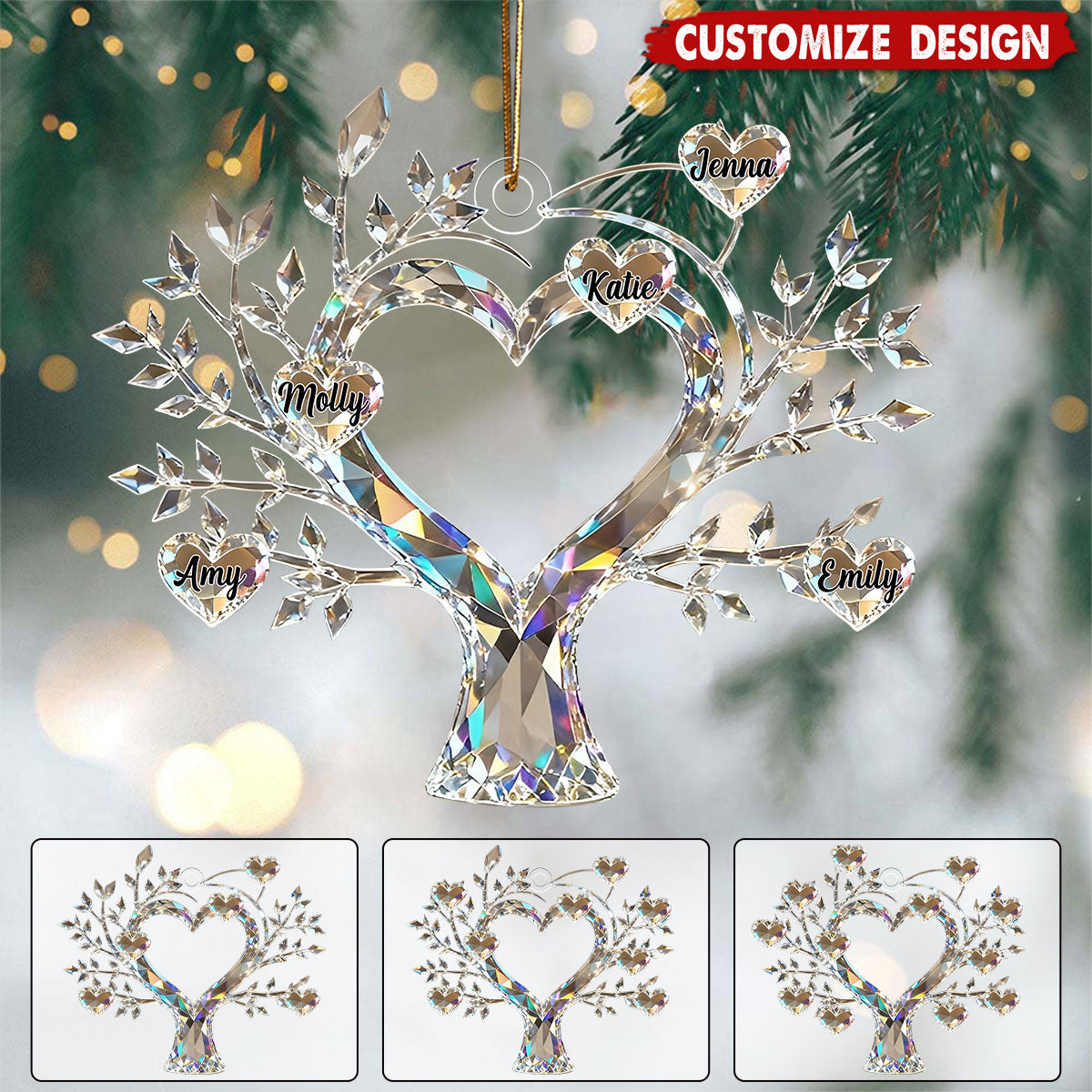 Personalized Tree of Life Family Member Crystal Ornament