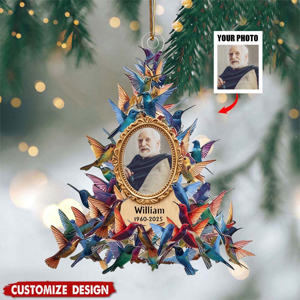 Whispers Of Heaven - Personalized Hummingbird Memorial Acrylic Ornament