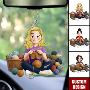 Knitting ,Crochet - Personalized Acrylic Car Ornament
