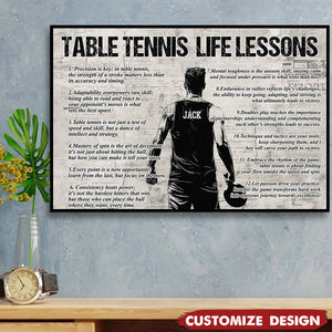 Personalized Table Tennis Life Lessons Poster-Gift For Tennis Lovers