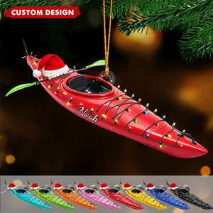 Personalized Kayak Christmas Ornament, Outdoor Adventure Holiday Keepsake, Gift for Kayaker Paddler Dad