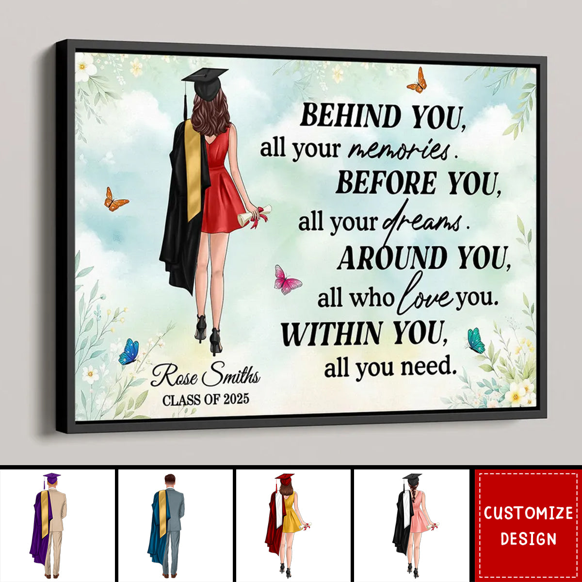Graduation Senior Behind You All Your Memories Personalized Poster - Graduation Gift
