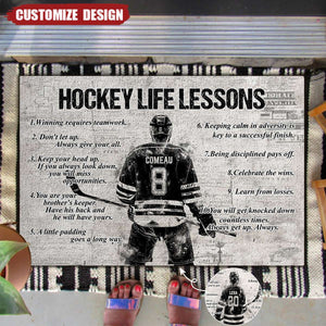 Personalized Hockey Life Lessons Doormat - Gift For Hockey Lovers