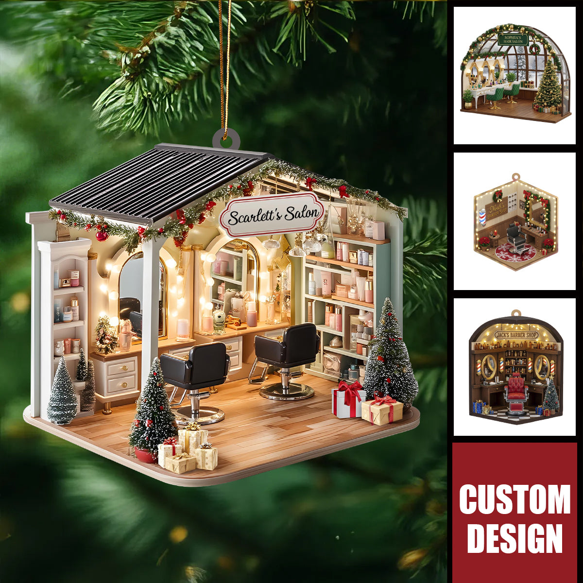 Personalized Hair Salon Christmas Ornament - Gift  For Hairdresser