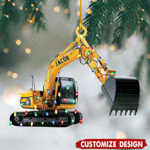 Personalized Excavator Led Light Christmas Ornament-New Release