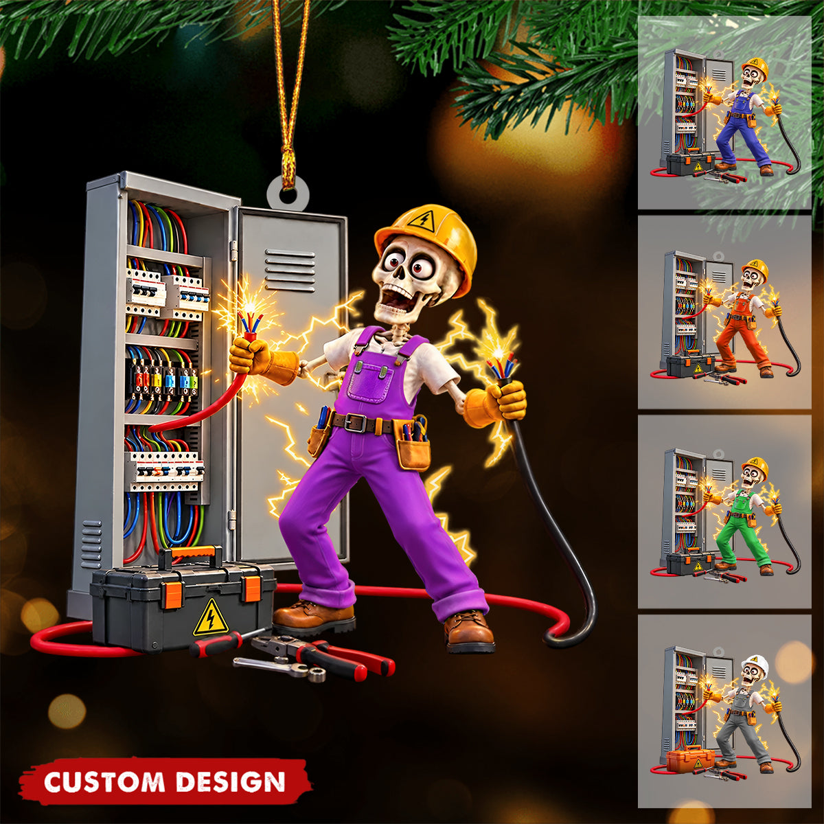 Personalized Skeleton Electrician Acrylic Ornament