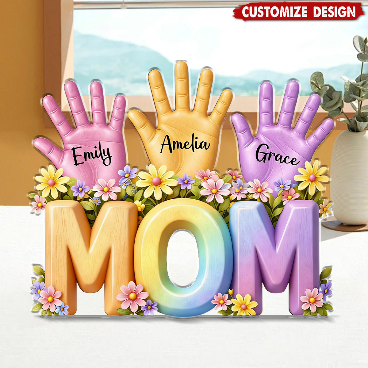 Personalized Hand Print  Acrylic Plaque -Gift For Mom Wife
