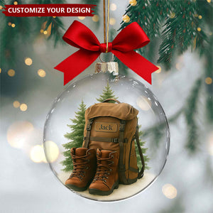 Personalized Hiking 3D Snow Christmas Ornament, Unique Camping Lover Keepsake Ornament