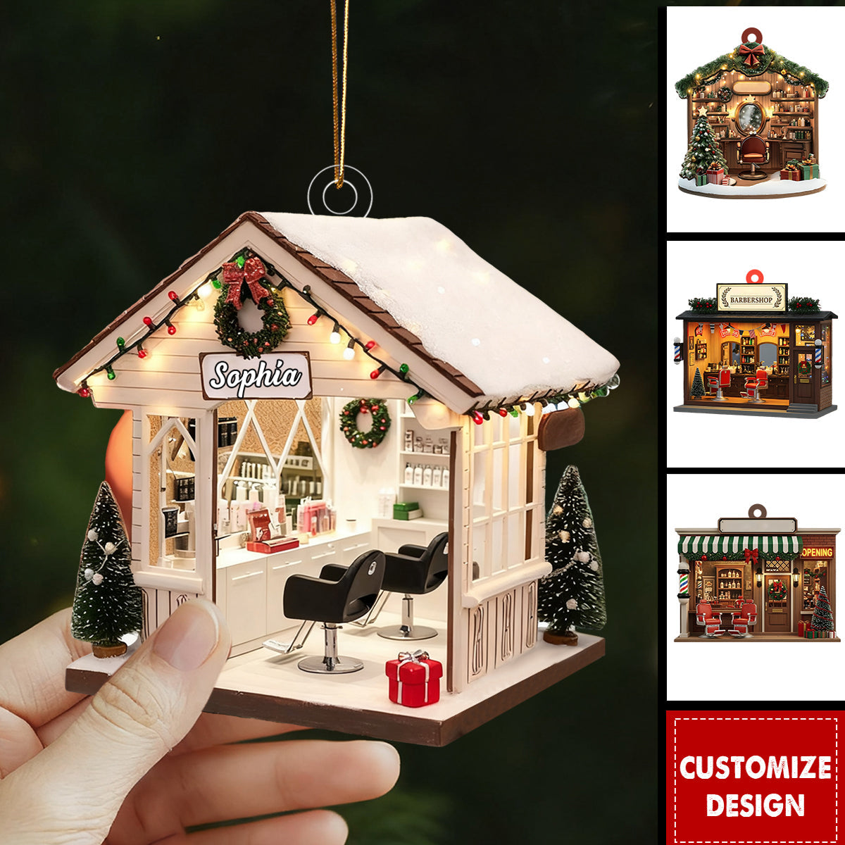 Personalized Barbershop Christmas Ornament