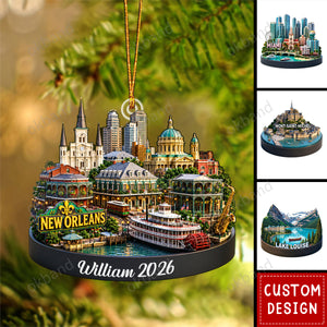 New Release - Personalized World Landmark Christmas Ornament