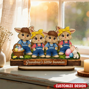 Personalized Little Bunnies 2-Layered Wooden Plaque  - Easter Gift For Grandma