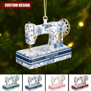 Sewing Toile de Jouy Acrylic Ornament